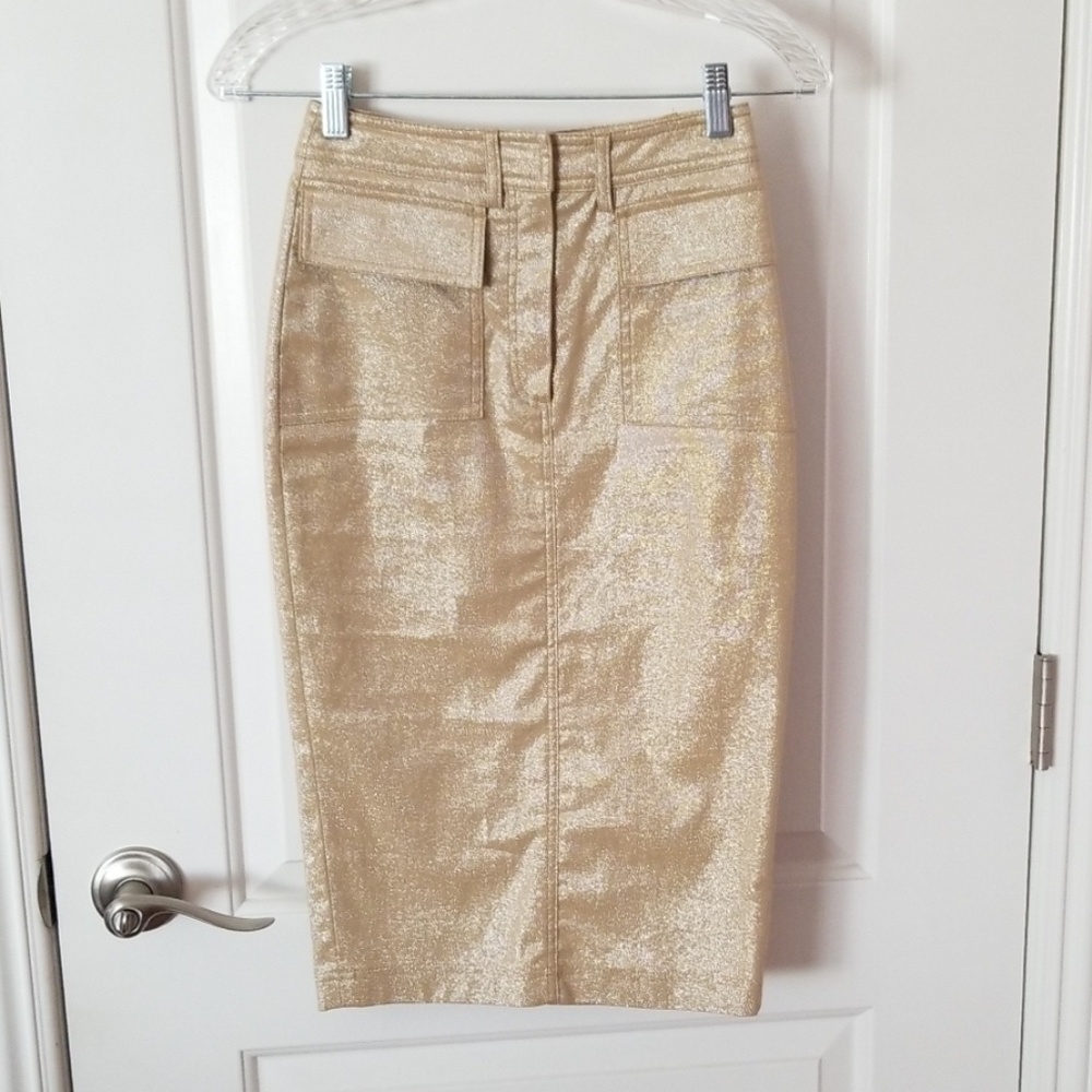 Sparkly gold bodycon midi skirt